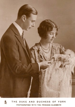 Duke and Duchess of York with infant Princess Elizabeth, 1926.